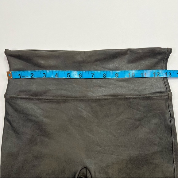 SPANX Faux Leather Shiny Shaping Leggings - dark olive green, L - Picture 11 of 13